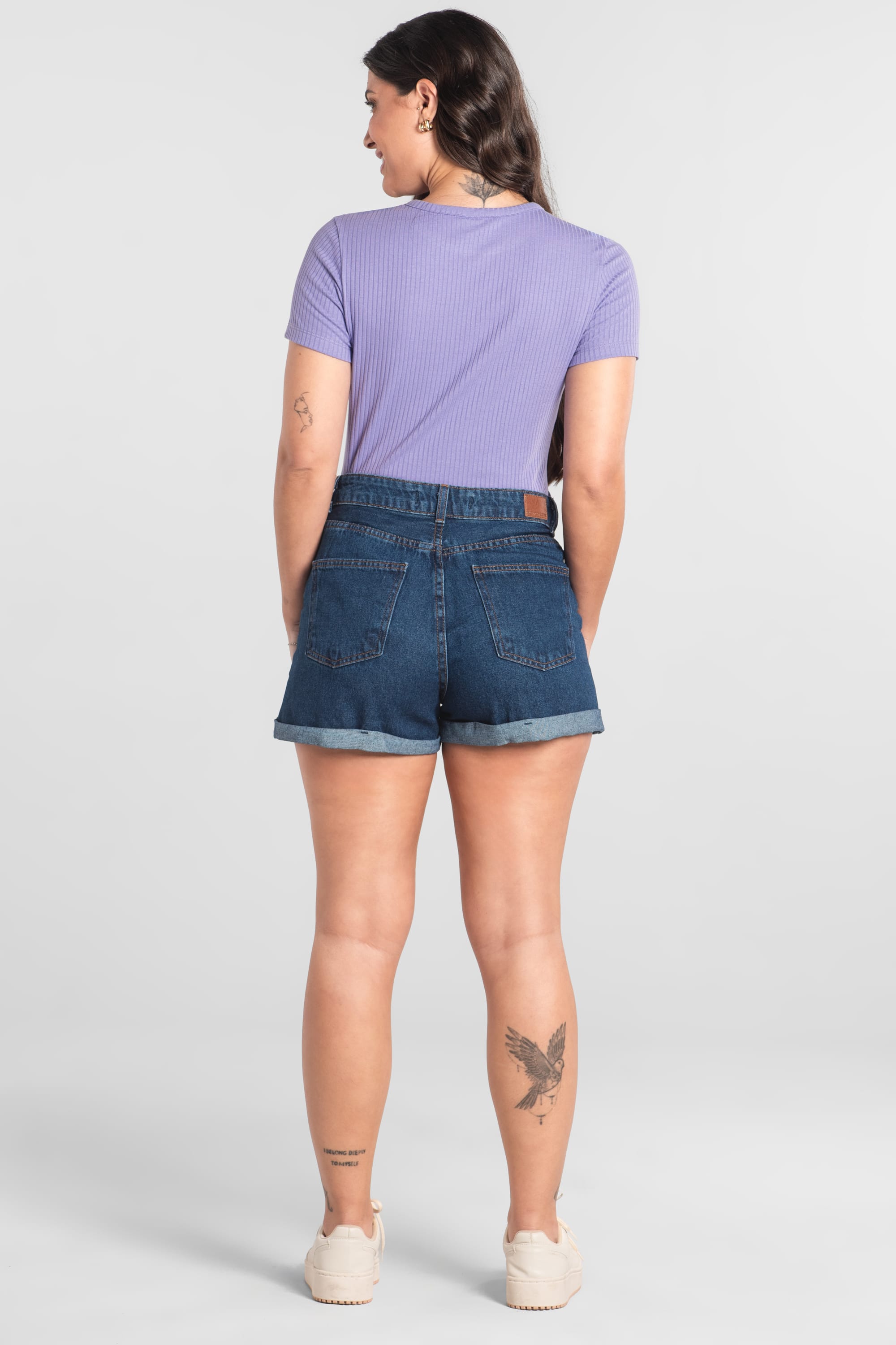 Blusa Feminina Adulto em Ribana Canelada (Roxo) Just Basic - Imagem 4